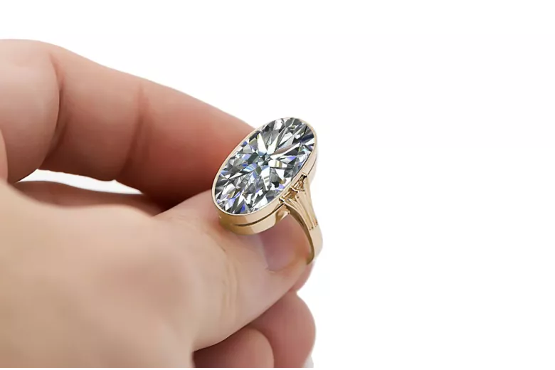 Циркон 14K жълто злато Пръстен Винтидж бижута vrc113y